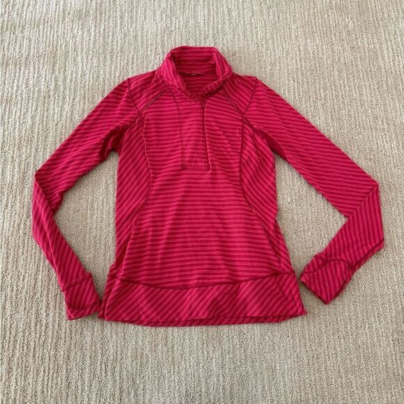 Lululemon Women's Red Striped Workout Top - Picture 1 of 7